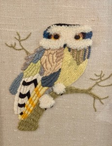 lot 151 image: Retro Framed Owl Embroidery