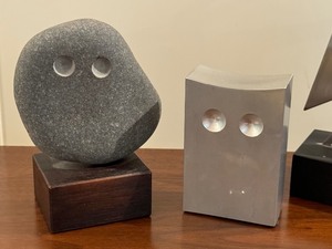 lot 141 image: Three Artisan Crafted Owl Figurines by Cy DeCosse