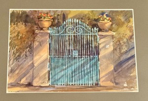 lot 111 image: Framed Watercolor Painting, Florentine Gate by Cy DeCosse