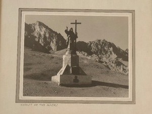 lot 133 image: Vintage Framed Black and White Photographic Print Christ of the Andes