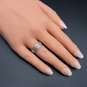 Natural Diamond Triple Row Channel Tapered Dome Ring in 14k Yellow Gold $1450 Retail