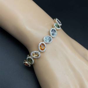 NEW 23.21 Carat Multi-Color Oval Sapphire & Natural Diamond Cluster Tennis Bracelet in 14k Yellow Gold Appraisal Value $28,300 (Included) VIDEO