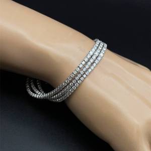 9.05 Carat Diamond Triple Strand Three Row Tennis Bracelet in 18k White Gold Retail Appraisal Value $56,290
