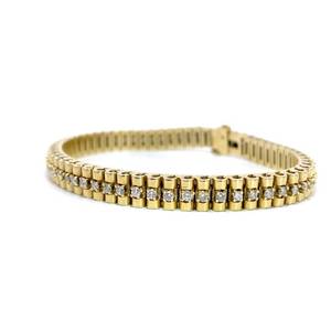 2 Carat Natural Diamond Vintage Watch Link Tennis Bracelet in 14k Yellow Gold Retail $6850 VIDEO