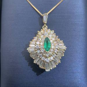 4.50 Carat Emerald & Natural Diamond Cluster Drop Pendant and Pin in 14k Yellow Gold $8,925 Retail VIDEO