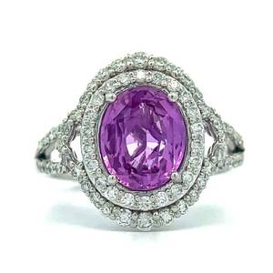 3.31 Carat Designer Oscar Friedman RARE, Unheated Pink Sapphire w GIA Certification & VS Clarity Natural Diamond Oval Halo Ring in Platinum Appraisal Value $26,962 (Included) VIDEO