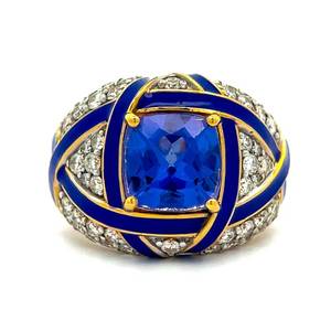Designer Oscar Friedman 3.98 Carat AAA Quality Tanzanite & VS Clarity Natural Diamond Orbital Dome Ring in 18k Yellow Gold Appraisal Value $18,200 (Included) VIDEO