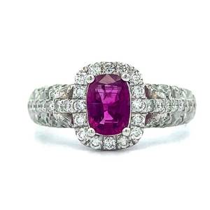 EXTREMELY RARE Designer Oscar Friedman 1.82 Carat Unheated Kashmir Red Sapphire w GIA Report & Natural Diamond Halo Ring in Platinum Appraisal Value $15,635 (Included) VIDEO