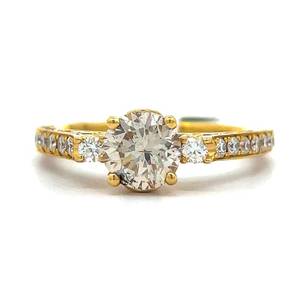 BRAND NEW 1.81 Carat Natural Diamond Round Three-Stone &amp Hidden Diamond Pave Ring in 14k Yellow Gold Appraisal Value $7,190 (Included)