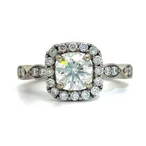 1.00 Carat Natural Diamond Halo Engagement Ring in 14k White Gold w GIA Report VS2-I Excellent Cut $7950 Retail  VIDEO 