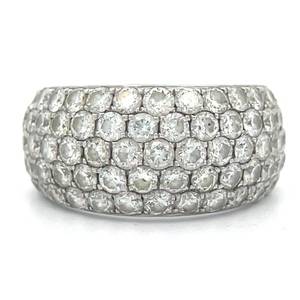 3.50 Carat Natural Diamond Pave Multi-Row Ring in 14k White Gold, HIGH QUALITY $15,900 Retail VIDEO