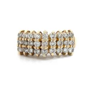 1 Carat Natural Diamond Chevron Three-Row Cluster Ring in 14k Yellow Gold $2250 Retail  VIDEO 