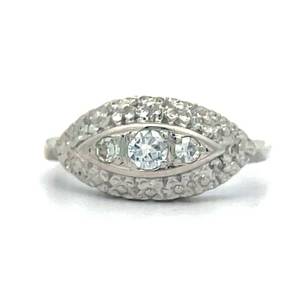 Retro-Modern Marquise Natural Diamond Ring in 14k White Gold $1495 Retail  VIDEO 