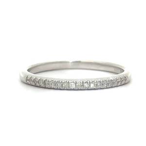 Natural Diamond 14 Eternity Slim Stacking Ring in White Gold $895 Retail  VIDEO 