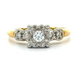 Vintage Estate Natural Diamond Three-Stone Step-Tiered Flower Ring in 14k Gold $1190 Retail  VIDEO 