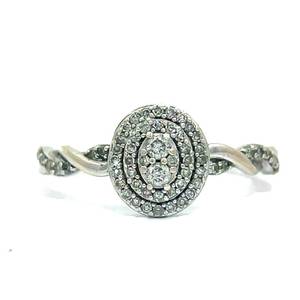 Natural Diamond Oval Double Halo Braided Twist Entwined Ring in White Gold $1295