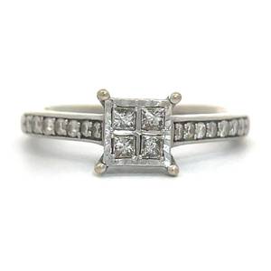 Princess Cut Natural Diamond Square Top Engagement  Wedding Ring in White Gold $1495 Retail