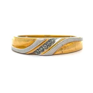 Mens Natural Diamond Channel Ring in 14k Two-Tone White &amp Yellow Gold $950 Retail