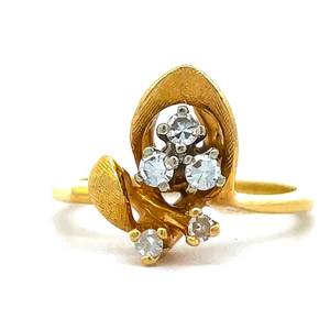 Vintage Natural Diamond Cluster Corsage Flower Bloom Free Form Ring in 14k Yellow Gold $895 Retail