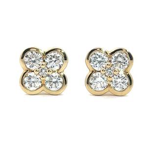 0.68ct Diamond Van Cleef INSPIRED Four-Leaf Clover Stud Earrings in 14k Yellow Gold $3400 Retail VIDEO