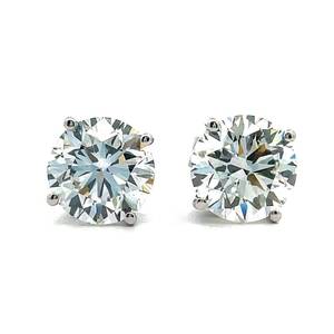 3.00 Carat G-Color Diamond Solitaire Stud Earrings in 14k White Gold w Retail Tag $5,495 VIDEO