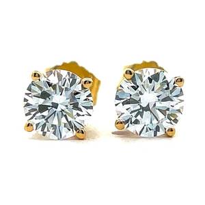 BRAND NEW 1.50ct VS ClarityG Color Round Diamond Stud Earrings in 14k Yellow Gold Retail VIDEO