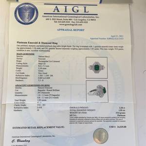 Brand New 4.33 Carat Emerald & VS Clarity Natural Diamond Ring in Platinum Appraisal Value $24,335 (Appraisal Included) VIDEO