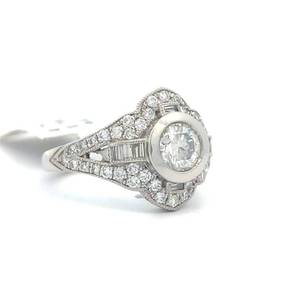 Stunning 1.46 Carat Natural Diamond Solitaire Bezel Art Deco Style Ring in Platinum Appraisal Value $10,100 (Appraisal Included) VIDEO