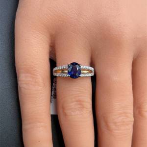 Brand New Royal Blue Sapphire w GIA Report & G-Color Natural Diamond Triple Band Cathedral Ring in 14k Two-Tone Gold Appraisal Value $4,248 (Appraisal Included) VIDEO