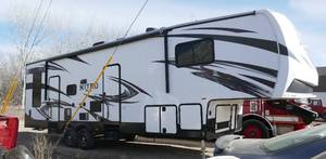 lot 3 image: 2015 Forest River XLR Nitro Toy Hauler Gooseneck camper trailer