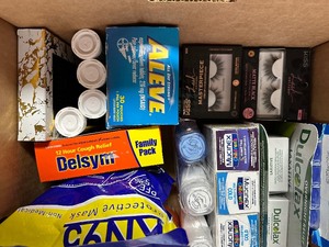 lot 51 image: Large Box of Misc OTC medications, digital thermometers - misc etc - prob a lot with exp dates past - im slow with it