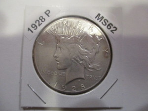 lot 1 image: 1928-P (Philadelphia Mint) Peace Silver Dollar - Key Date, lowest mintage in series