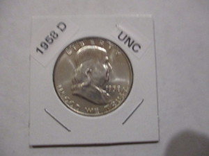 lot 33 image: 1958-D (Denver Mint) Franklin Silver Half Dollar - Cartwheel Effect and Original Mint Luster - Very Nice