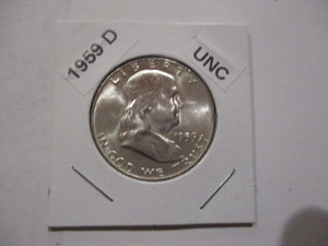 lot 35 image: 1958-D (D9nver Mint) Franklin Silver Half Dollar - Cartwheel Effect and Original Mint Luster - Very Nice