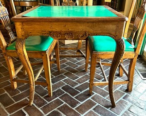 lot 51 image: Antique Regency Design Game Table with Four Antique Neoclassical Accent Chairs