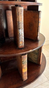 lot 52 image: Antique Mahogany and Leather George III Design Circular Bookshelf  Bookcase