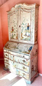 lot 7 image: Antique Asian Design Hand Painted Secretary Cabinet