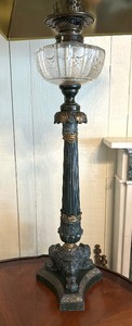 lot 71 image: Vintage French Empire Style Oil Lamp Design Table Lamp
