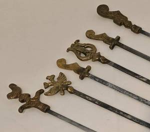 lot 205 image: Set of Stylized Brass Shish Kabob Skewers