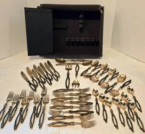 lot 208 image: Flatware Set Vance Kitira ADIRONDACK TIED TWIG Bronzeware