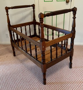 lot 109 image: Antique Walnut Wood Crib, For Decoration