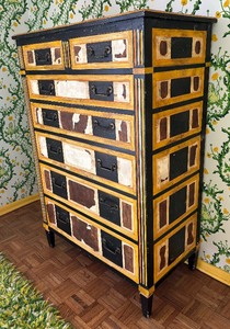 lot 111 image: Vintage Folk Chest of Drawers  Dresser