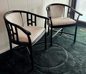 lot 119 image: Pair of Vintage Black Lacquer Club Chairs