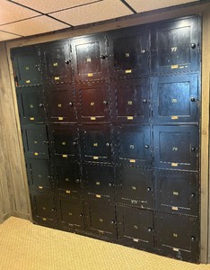 lot 7A image: Set of Antique Prohibition Era Storage Lockers from the Woodhill Country Club