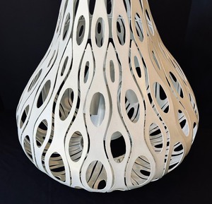 lot 128 image: White Masquerade Forged Recycled Steel Pendant