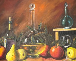 lot 137 image: Original Unframed Oil on Canvas Still Life Painting by Angel M. Mayet