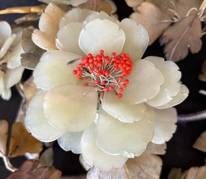 lot 151 image: Vintage Floral Carved Hard Stone Floral Sculpture