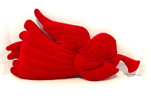 lot 403 image: Pair of Vintage Red Velvet Angel Shaped Pillows