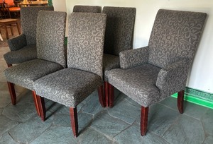 lot 164 image: Six Neutral Colored Upholstered  Dining Chairs