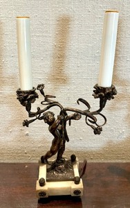lot 177 image: Pair of Antique Neoclassical Style Boudoir Lamps